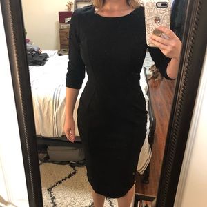 Unique Vintage Black Pintuck Wiggle Midi Dress